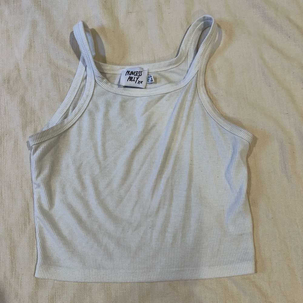White Ribbed Tank Top